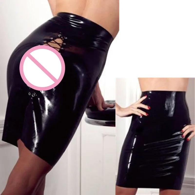 Abbille Sexy ПВХ юбка карандаш Большой As Открыть Батт Клубная одежда выдалбливают