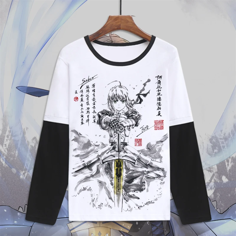Мужская футболка с длинными рукавами Fate grand order забавная fgo надписью Apocrypha saber