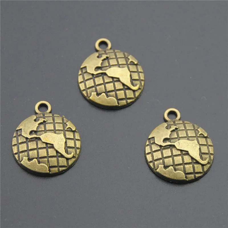 bronze 8 шт антикварные серебряные/Бронзовые глобусы мира Шарм, изготовление украшений DIY ручной работы ремесло A1768/A2281 - Окраска металла: bronze