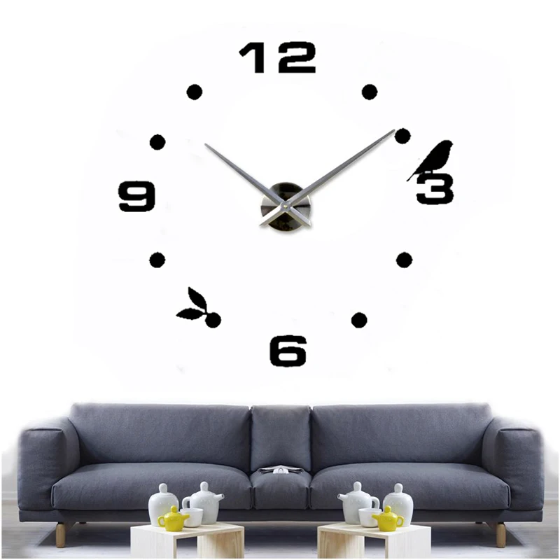 Черный Черная Кошка птица Кварцевые Настенные Часы Домашнего Декора orologio муро