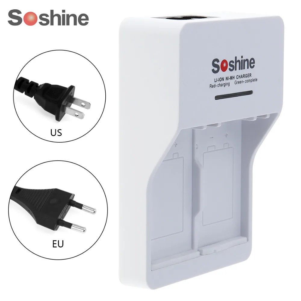 Soshine Белый Умный интеллектуальный аккумулятор зарядное устройство с 2 слотами