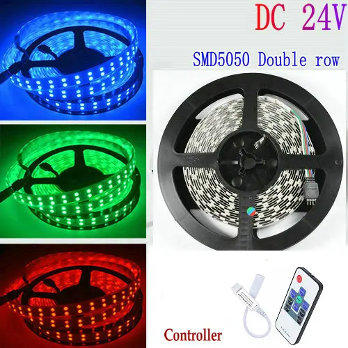 DC24V 5 м 16.4FT 120 светодиодный s/М Двухрядные 5050 RGB ленты 600 s SMD Led светильник