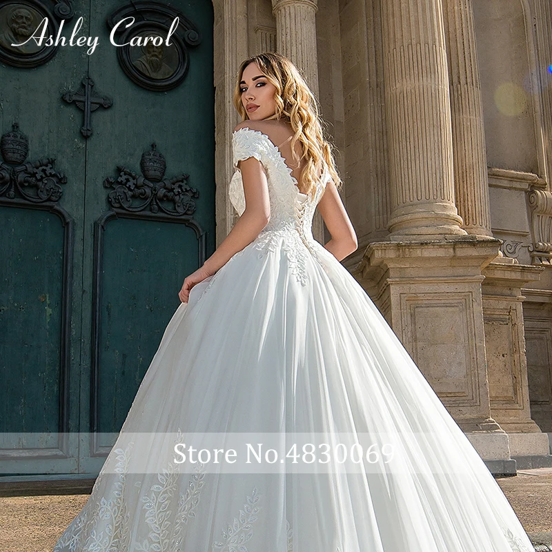 Ashley Carol/модные короткие тюлевые Свадебные платья, кружевное свадебное платье со шлейфом, винтажные Простые Свадебные платья