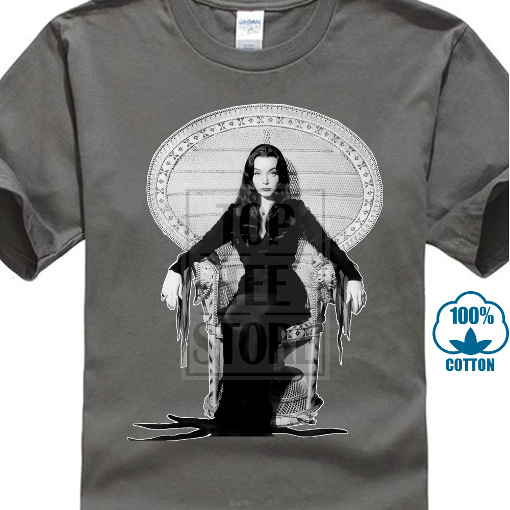 Charcoal Morticia Addams/семейная Винтажная Футболка B& W, хлопковая Футболка с принтом - Цвет: Charcoal