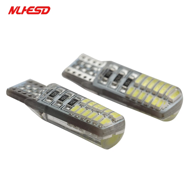 100X T10 W5W силиконовый чехол 24 SMD 3014 Светодиодный светильник для чтения автомобиля 192
