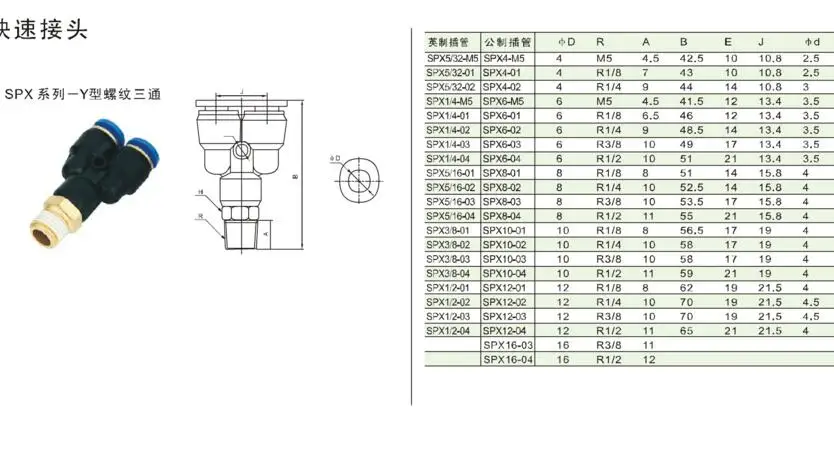 

5Pcs/Lot PX8-02 8mm to 1/4" Thread Male Y Pneumatic Jointer Connector