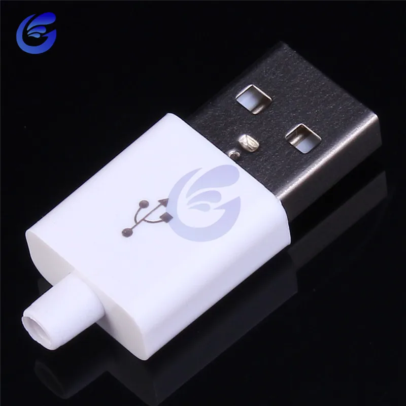 

10PCS Male USB Connector Kit 5P 5pin USB 2.0 Plug Type A DIY Components White with Plastic Cover
