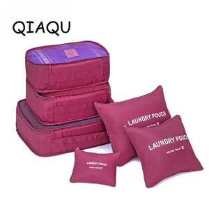 QIAQU 6 шт.компл., высокое качество, ткань Оксфорд, дорожная Сетчатая Сумка в сумке, органайзер для багажа, дорожные сумки, одежда, аксессуары для путешествий