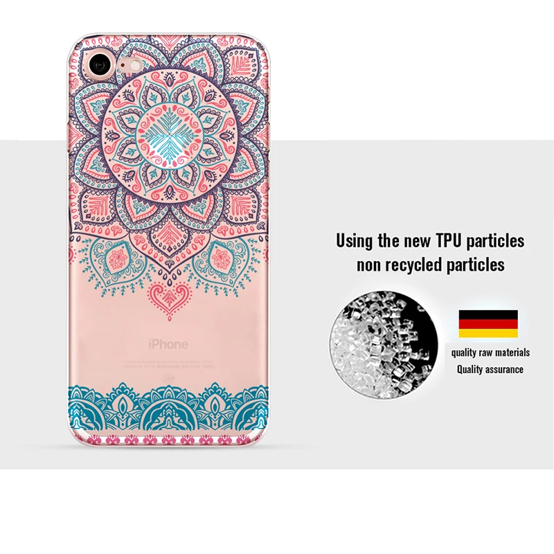LANCASE Mandala Flower Phone Bags for iPhone 8 Silicone Cover Floral Colorful TPU Gel Case 7 Plus Fashion Capa |