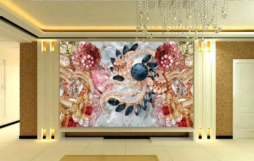 

home improvement Custom 3d wallpaper walls home decor living room Jewelry flowers TV backdrop mural wallpaper for walls 3 d