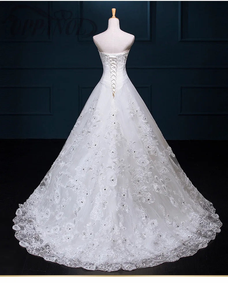 Новые Стиль Белый Принцесса Кружева аппликации Бисер блестками без бретелек