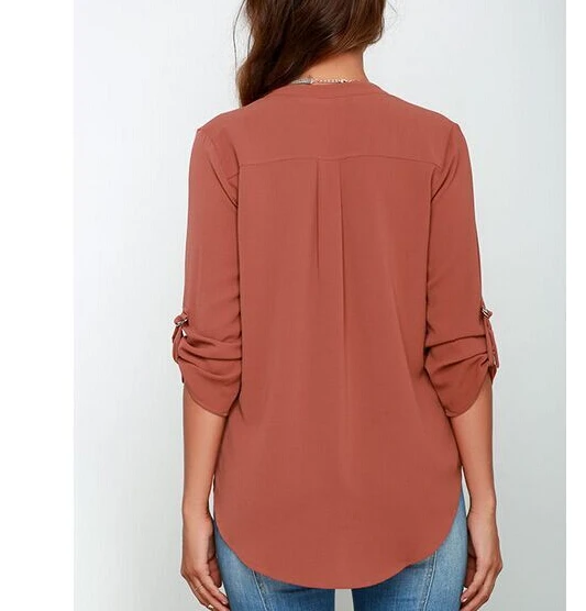 

2016 Spring Women New Blouse Long Sleeve V-Neck Loose Blusas Feminina Camisas Casual Chiffon Shirts Tops