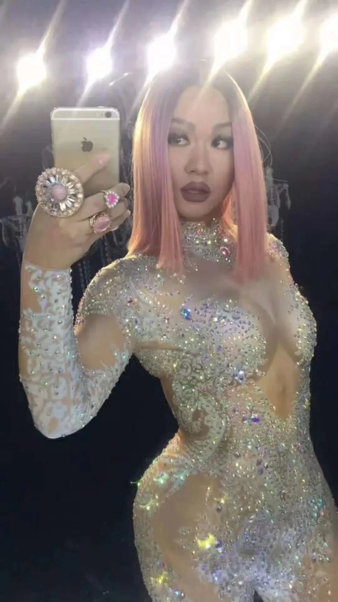 

Women New Fashion Crystals Sexy Jumpsuit stage Performance Dance Bodysuit Nightclub White Shiny Rhinestone Show Wear Jumpsuit