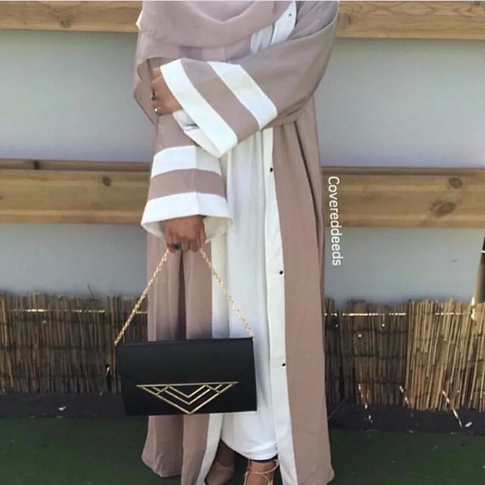 Мусульманское Полосатое платье Abaya хиджаб туника кардиган длинный халат кимоно