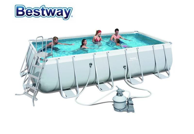 

56466 Bestway 549x274x122cm Rectangular Pool Set 18'x9'x48" Steel Frame Above Ground Swimming Pool Kit Filter,Ladder,Mat,Cover