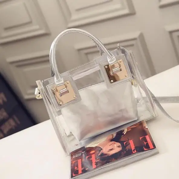 Горячая распродажа! Яркие цвета ПВХ сумки модная композитная прозрачная сумка