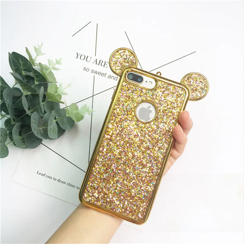 Роскошный мягкий чехол для телефона с 3D ушками из мультфильма iPhone XS Max X XR 5 5S SE 6 S 7 8