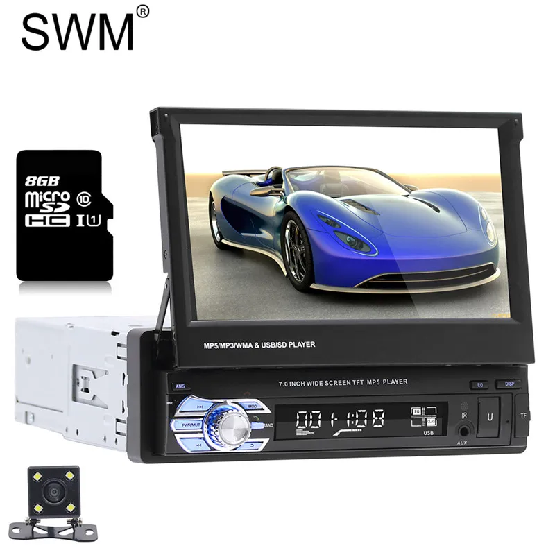 with Cam 1 8G Card " 2 Din автомобильное радио gps 2dinCassette плеер обратная камера Handsfree 1080P сенсорный экран автомобильное Аудио Стерео Авторадио Bluetooth AUX - Цвет: with Cam 1 8G Card