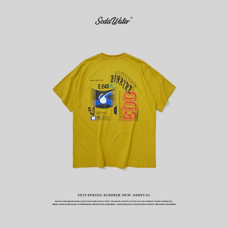 SODAWATER Men Streetwear 2019 Summer Tops Funny T-shirt Clothing Print T shirt Short Sleeve 100% Cotton Male Tshirt 94139SS | Мужская
