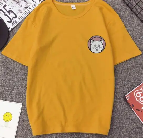 Summer Novelty Women T Shirt Harajuku Kawaii Cute Style Nice Cat Print T-shirt New Short Sleeve Tops Size S-3XL | Женская одежда
