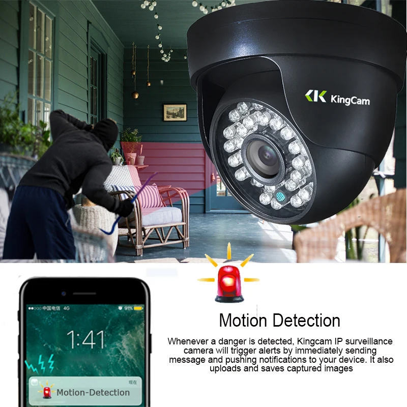 Kingcam 2.8 мм Широкий формат IP Камера Крытый Черный безопасности 1080 P Full HD Onvif