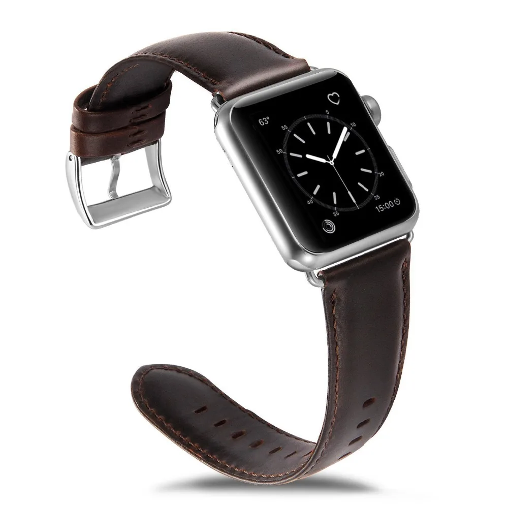 Модный кожаный ремешок для часов iWatch 4 3 2 1 спортивная Пряжка Apple watch 42 мм 38 40 44 серия