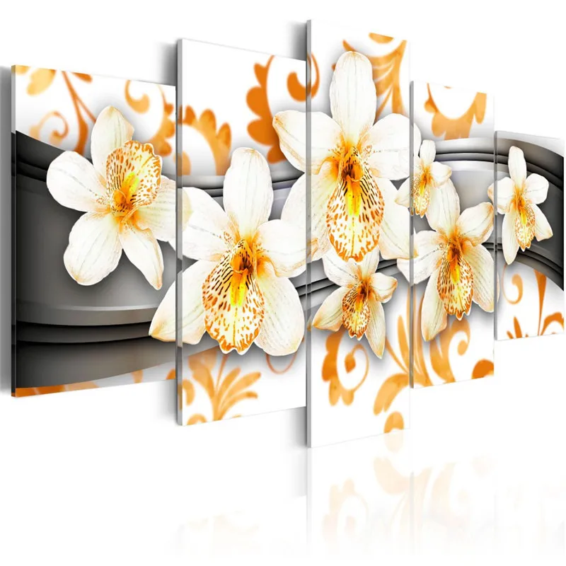 Офис Wall Art Модульная картина печатает фотографии 5 шт. синий оранжевый розовый