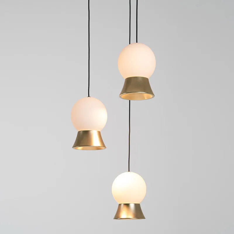 

Nordic Minimalist LED Glass Chandelier Art Fish Line Design Lamps Stairs Porch Restaurant Glass Ball Hanging Lighting