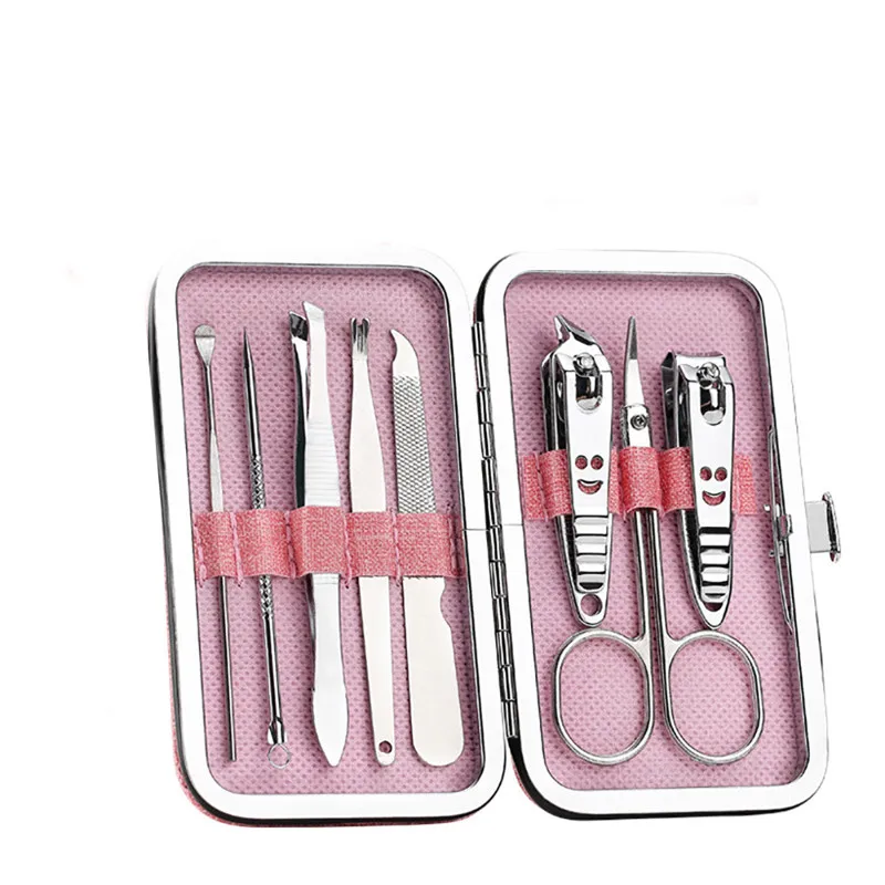 Pink Кусачки для ногтей 8 шт. из нержавеющей стали кусачки для ногтей Ножницы Набор для маникюра, нержавеющая сталь черные кусачки для ногтей Ножницы - Цвет: Pink