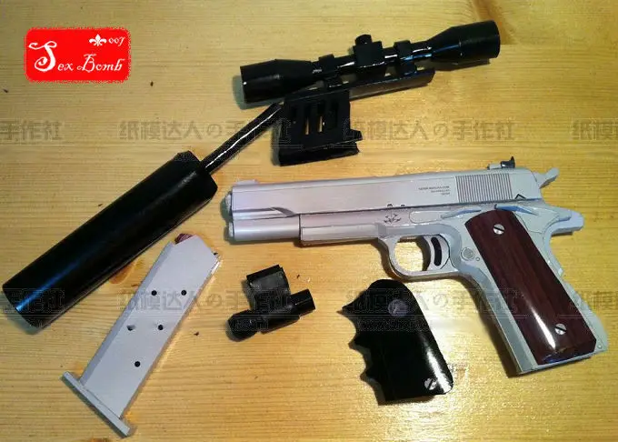 Новинка 2017 Классическая модель автоматического пистолета M1911 бумажная 3D наборы