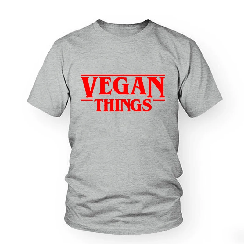 

New VEGAN THINGS Red Letter Print T-Shirt Funny Tshirts For Women Summer Fashion Short Sleeve Tees Clothes T Shirt
