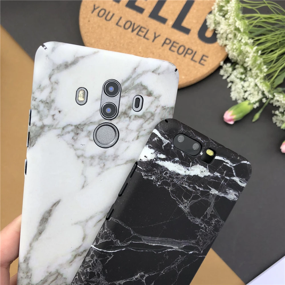 Classic Retro Granite Marble Cases For Huawei P10 Luminous Black White Matte Hard Mata 10 pro Case |