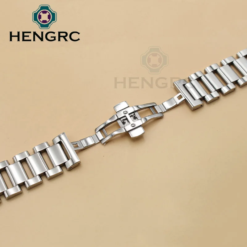 Stainless Steel Watchbands Bracelet 18mm 20mm 22mm Metal Women Men Fashion Polished Watch Strap Clocks Accessories