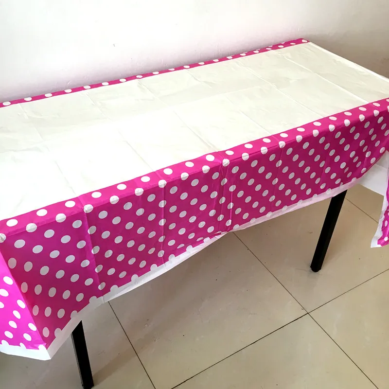 1pcs/lot 108*180cm rose polka dots disposable tablecloths red birthday party decorations | Дом и сад