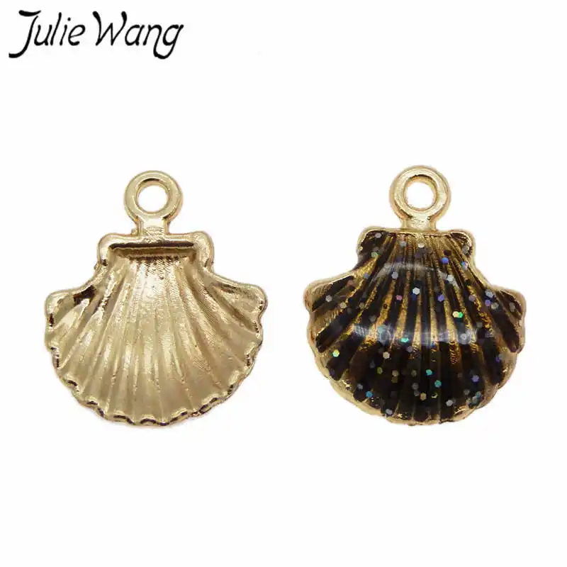 Julie Wang 15 шт красочные морские раковины в форме эмалированный сплав Шарм DIY