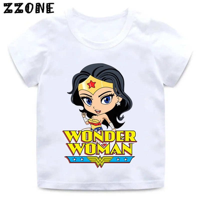 Wonder Woman/футболка с мультяшным принтом забавная белая футболка для маленьких
