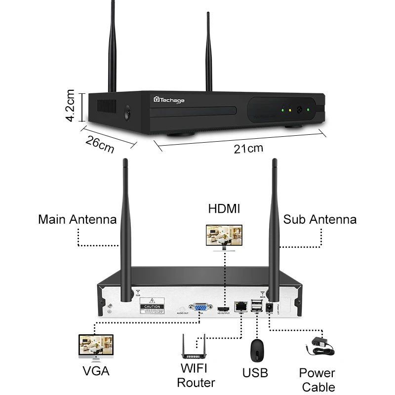 Techage 4CH Беспроводной CCTV Системы 1080 P NVR 2MP открытый аудио с поддержкой Wi Fi IP Камера