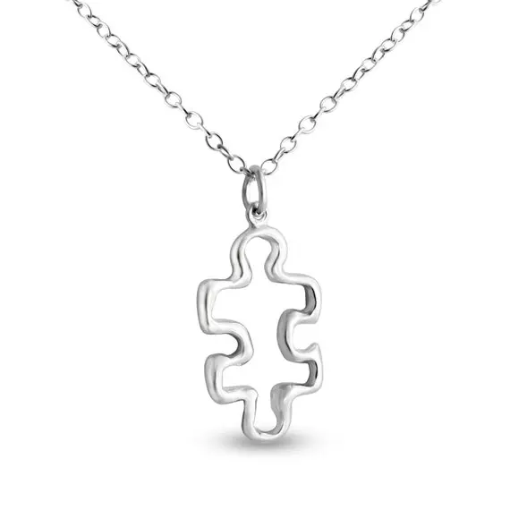 

30 family Hollow Outline Puzzle Piece Necklace Autism Awareness Quote Jigsaw Mentor Teacher Mom Friends Meaningful Gift necklace