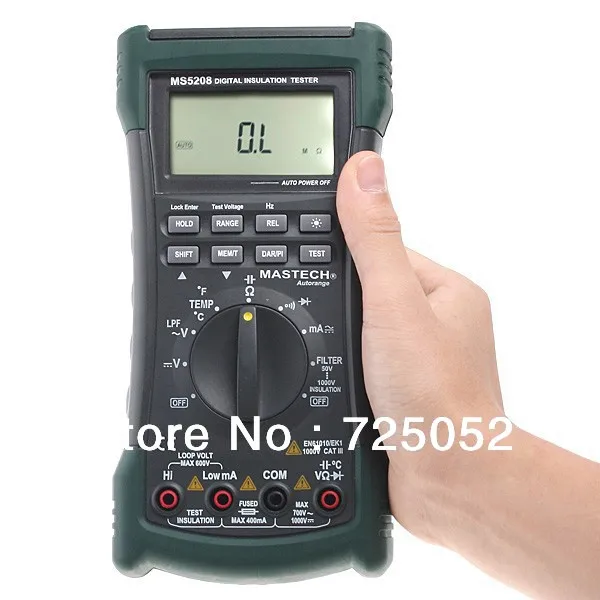 MASTECH MS5208 многофункциональный изоляции True RMS мультиметр Измеритель сопротивления