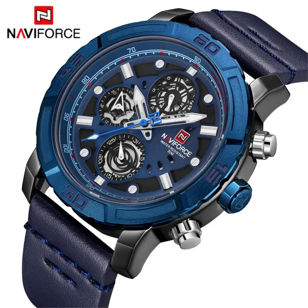 NAVIFORCE мужские часы лучший бренд класса люкс водонепроницаемые 24 часа дата