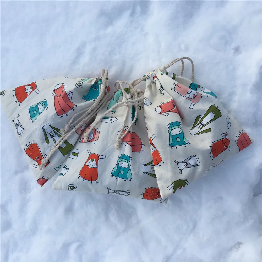 YILE 1pc Cotton Drawstring Pouch Party Favor Multi-purpose Bag Cartoon Animal White 8129b | Багаж и сумки