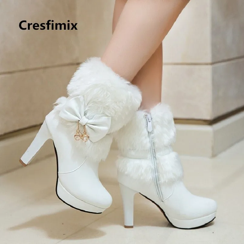 

Женские модные удобные ботинки с бантом, розовые высококачественные зимние теплые ботинки, женские сексуальные повседневные ботинки из ис...