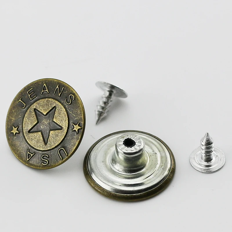 Whole Sale 500Pcs Diameter 20mm Bronze Jeans Buttons Mixed Styles Metal DIY Shank For Fasterners | Дом и сад
