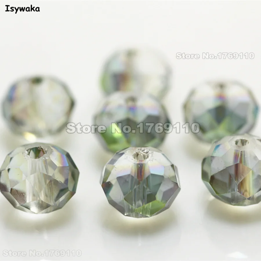 

Isywaka Hot Light Green Color 8*10mm 70pcs Rondelle Austria faceted Crystal Glass Beads Loose Spacer Beads for Jewelry Making