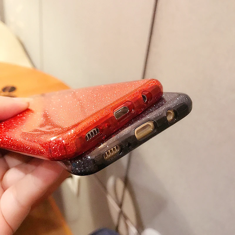 Luxury Shining Red Glitter Case For Samsung S8 3 In 1 Hybrid Soft TPU+Hard PC Back Cover Galaxy S9 S10 Plus |