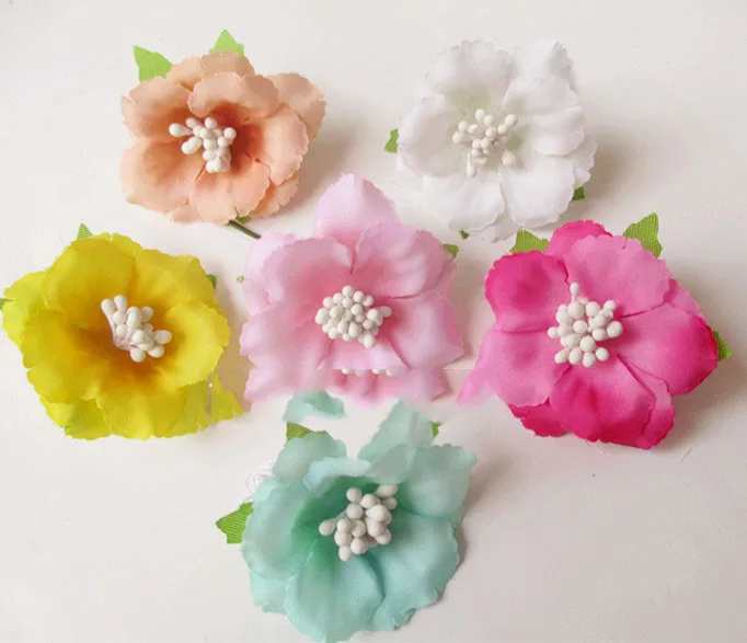Искусственные головки цветов шелковые цветы боковой зажим DIY декоративные 2 слоя