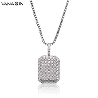 vanaxin trendy female necklaces pendants rectangle iced out hip hop punk small aaa cubic zircon jewelry for men women box chain