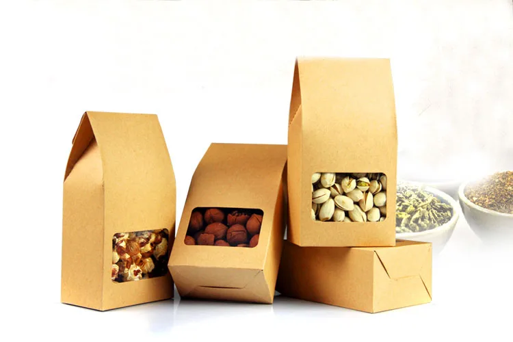 

8*15.5*5 20pcs stand up brown kraft paper bags boxes recyclable for wedding/Gift/Jewelry/Food/Cookie/Candy Package Paper Box