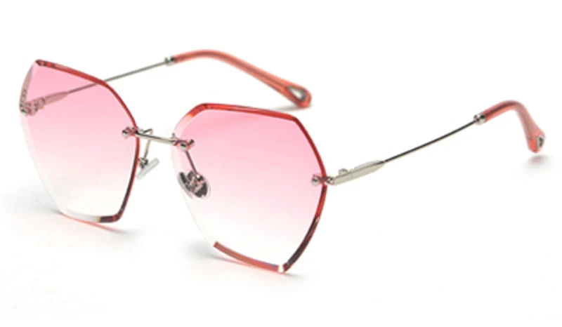 clear pink Kachawoo, большие женские солнцезащитные очки, шестиугольные, многоугольные, черные, коричневые, без оправы, солнцезащитные очки для женщин, высокое качество, лето - Цвет линз: clear pink