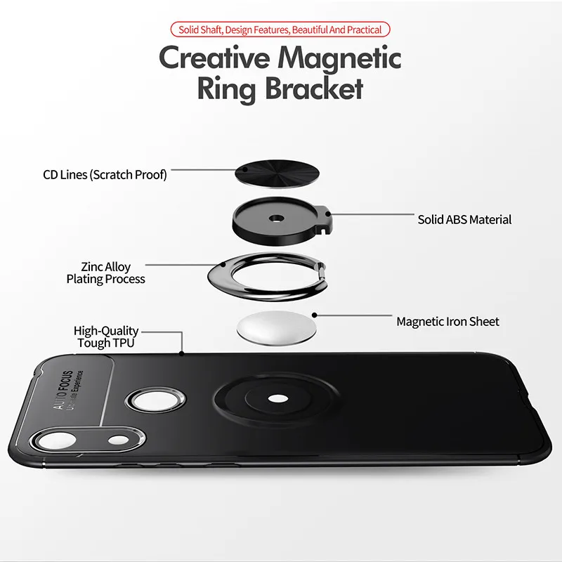 

Y6 2019 Case For Huawei Y6 Pro 2019 shell With finger ring Magnetism Holder Phone Back Cover For Huawei Y6 Prime 2019 Coque